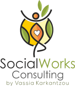Official logo of SocialWorks Consulting, including the company icon and “by Vassia Karkantzou,” symbolising professional social care and strategic consulting services. Επίσημο λογότυπο της SocialWorks Consulting, με το σύμβολο της εταιρείας και την ένδειξη “από τη Βάσια Καρκαντζού,” που συμβολίζει επαγγελματικές υπηρεσίες κοινωνικής υποστήριξης και στρατηγικής συμβουλευτικής.